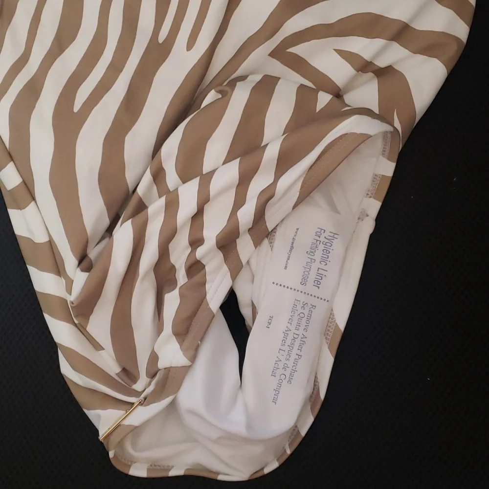 NWT Michael Kors One shoulder Zebra One Piece Swimsuit Sz 14